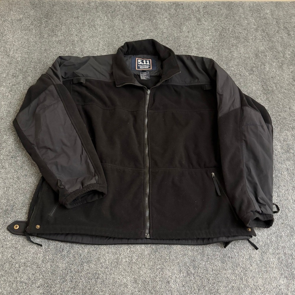 5.11 Tactical Series Mens XL Black Fleece Full Zip Jacket Reinforced Shoulders